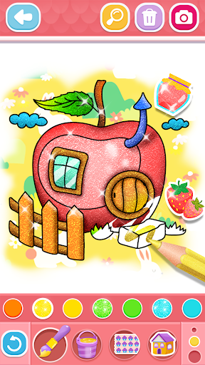Glitter House coloring for kid screenshot