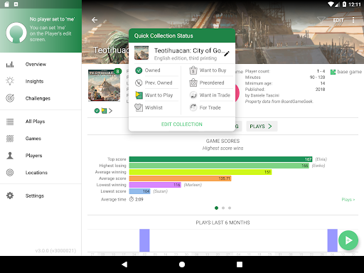 Board Game Stats screenshot