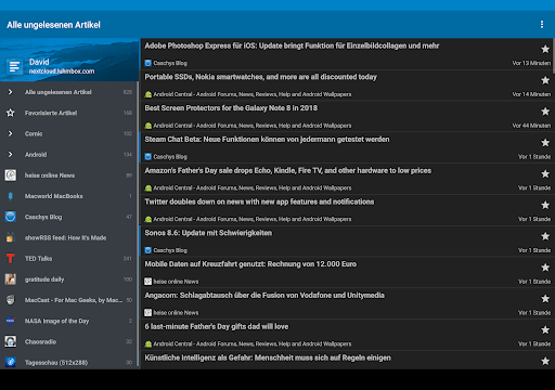 Nextcloud News screenshot