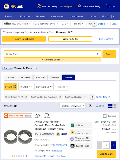 NAPA PROLink screenshot