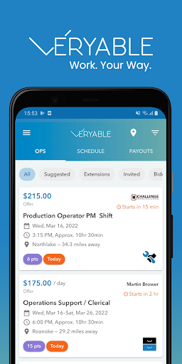 Veryable: Work. Next Day Pay screenshot