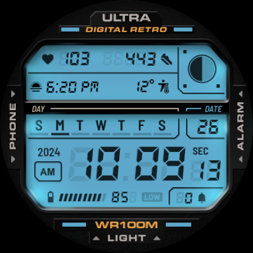 ULTRA Digital Retro watch face screenshot