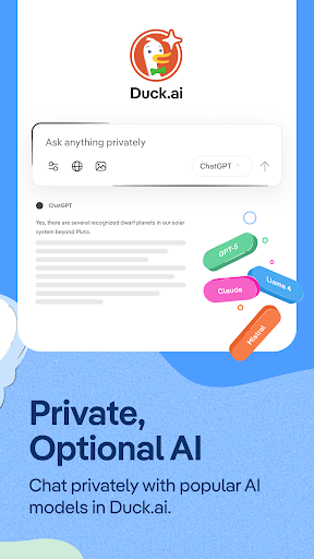 DuckDuckGo, optional Duck.ai screenshot