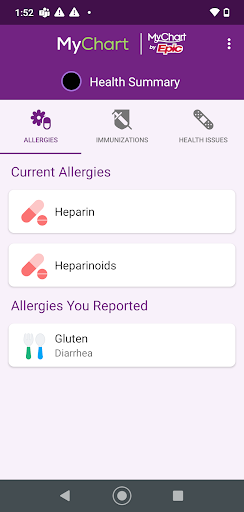 Trinity Health MyChart screenshot