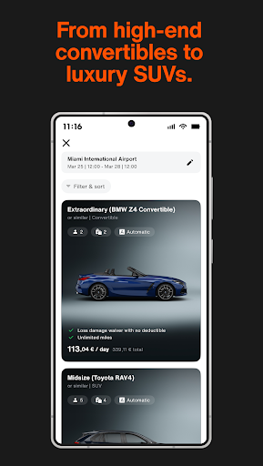 SIXT rent. share. ride. plus. screenshot