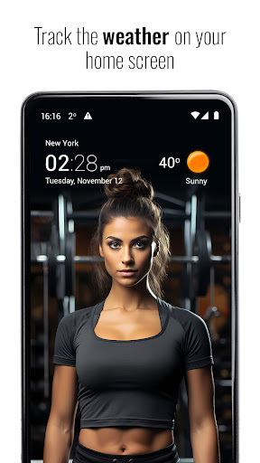 Transparent clock and weather screenshot