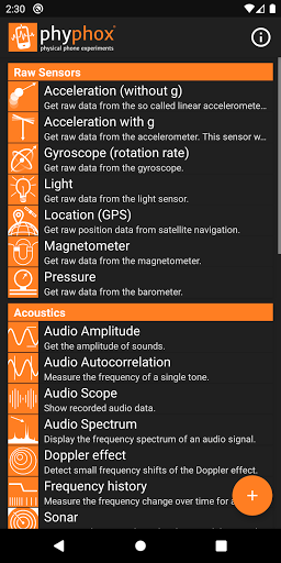 phyphox screenshot