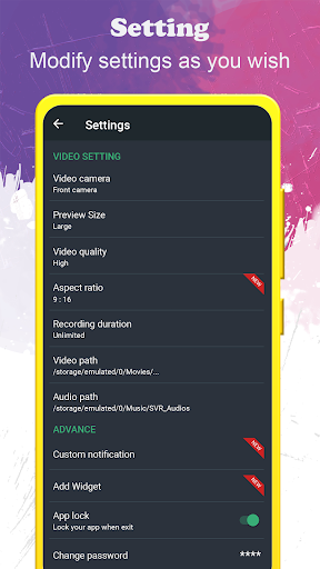Background video recorder screenshot