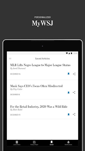 The Wall Street Journal. News screenshot