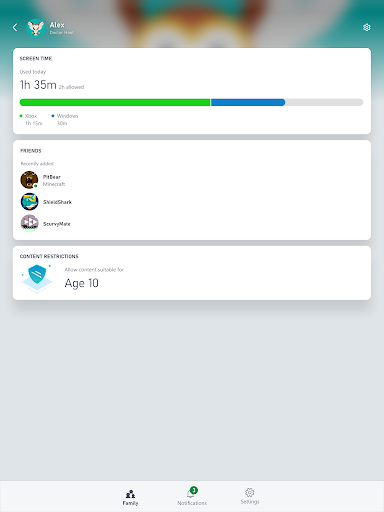 Xbox Family Settings screenshot