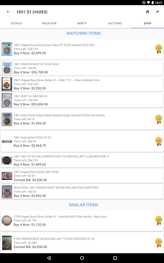 PCGS CoinFacts - U.S. Coin Val screenshot