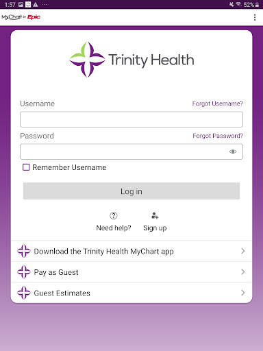 Trinity Health MyChart screenshot