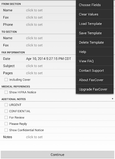 FaxCover Pro Create Cover Page screenshot