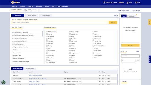 NAPA PROLink screenshot