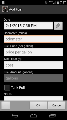 FillUp - Gas Mileage Log screenshot