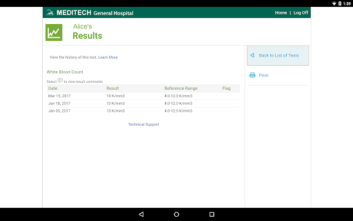MEDITECH MHealth screenshot