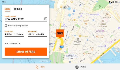 SIXT rent. share. ride. plus. screenshot