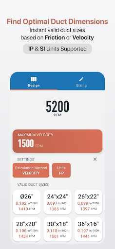 Ductulator - HVAC Duct Sizing screenshot