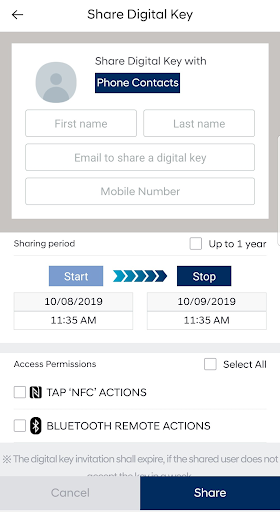 Hyundai Digital Key screenshot