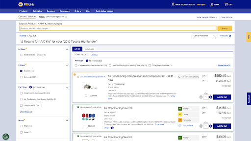 NAPA PROLink screenshot