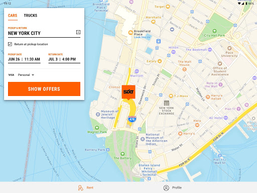 SIXT rent. share. ride. plus. screenshot