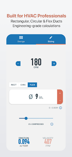 Ductulator - HVAC Duct Sizing screenshot