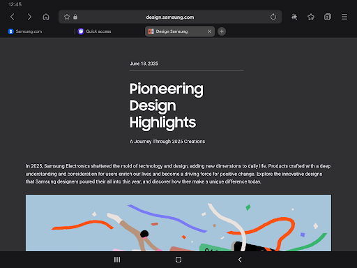 Samsung Browser screenshot