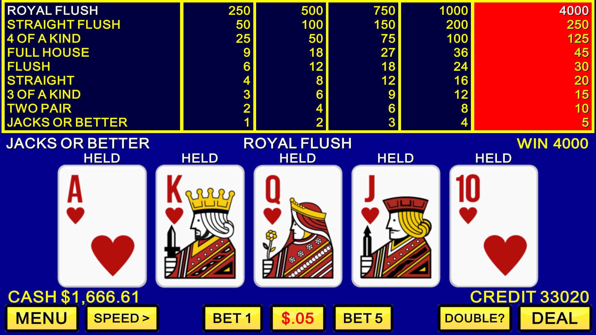 VIDEO POKER CLASSIC GAMES screenshot