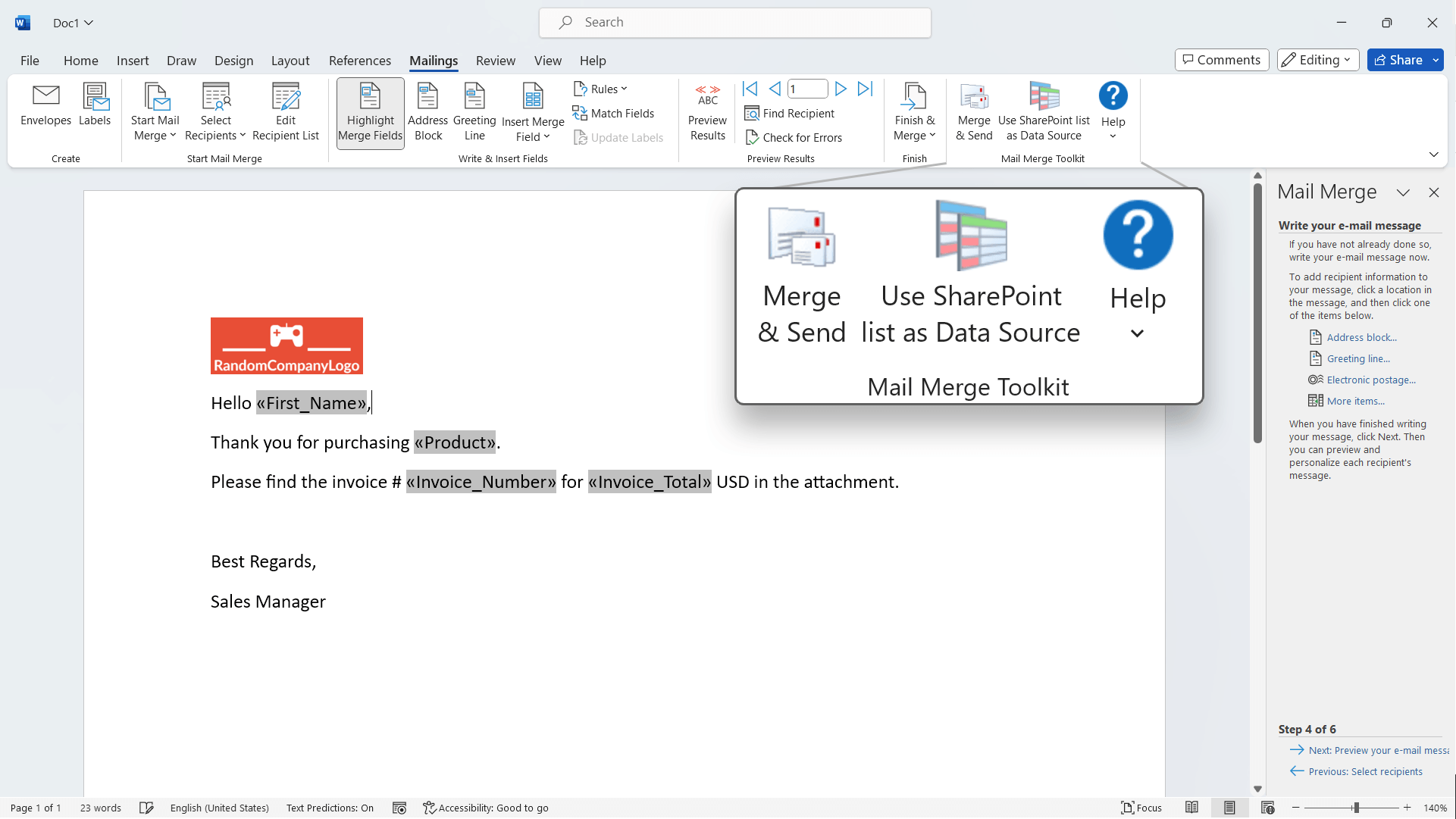 Mail Merge Toolkit screenshot