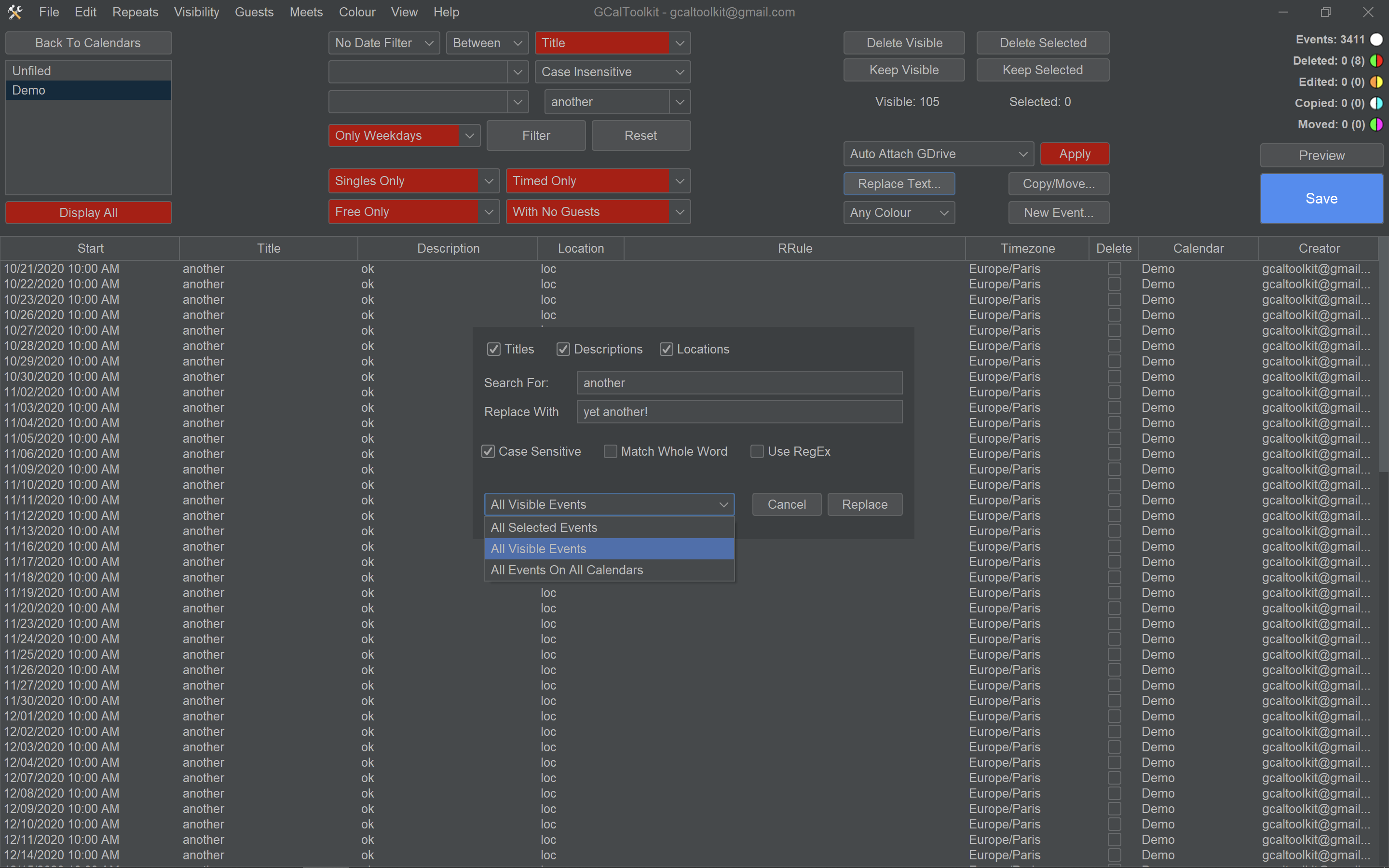 GCal Toolkit screenshot