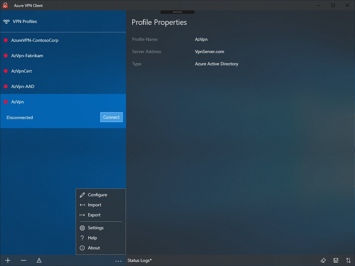 Azure VPN Client screenshot