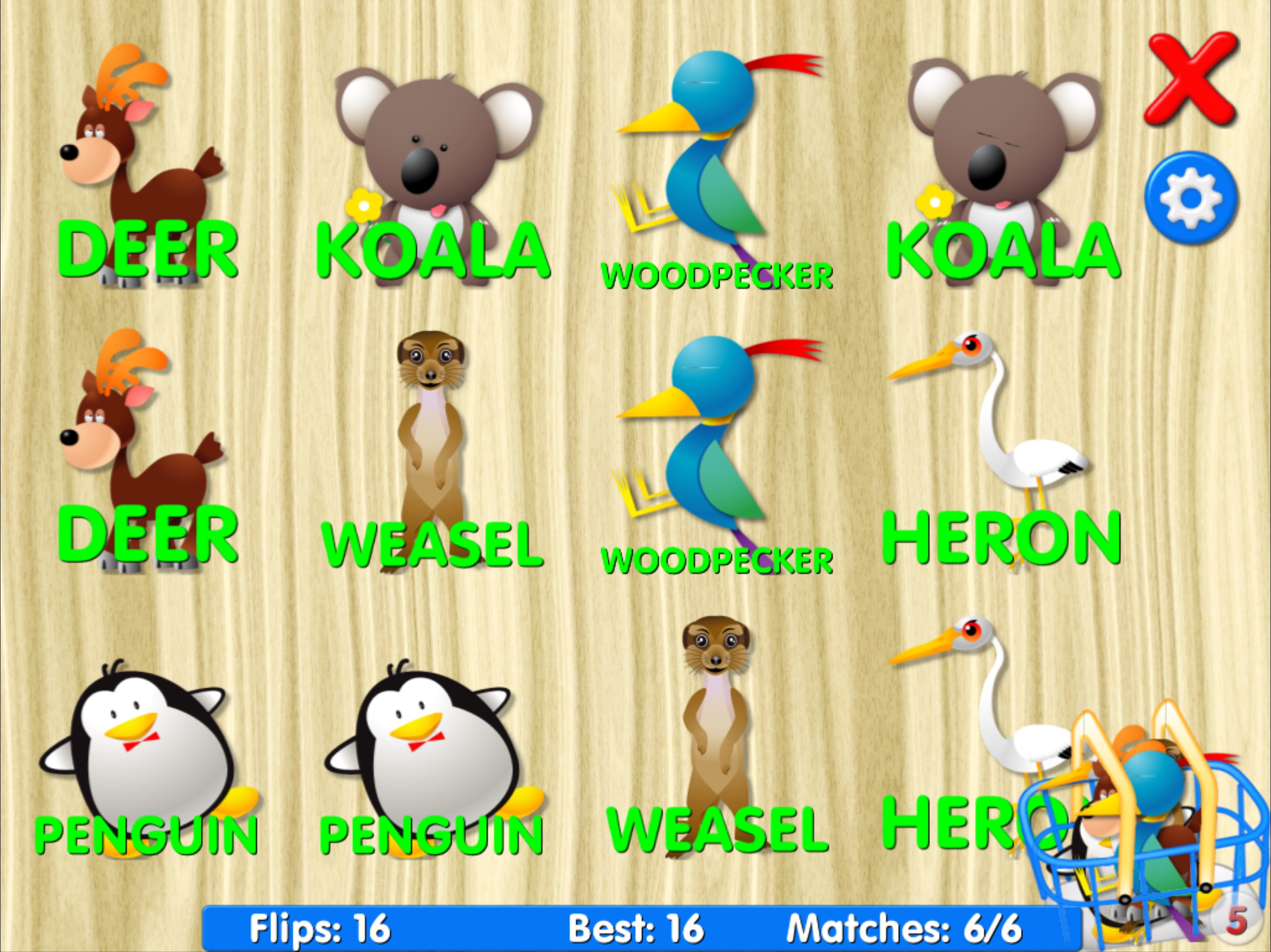 Animals matching memory game for kids screenshot