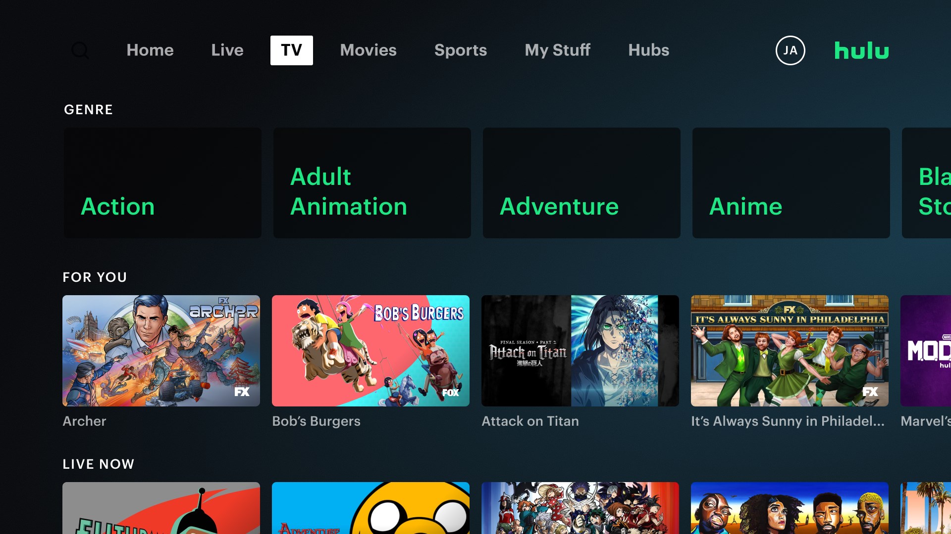 Hulu screenshot