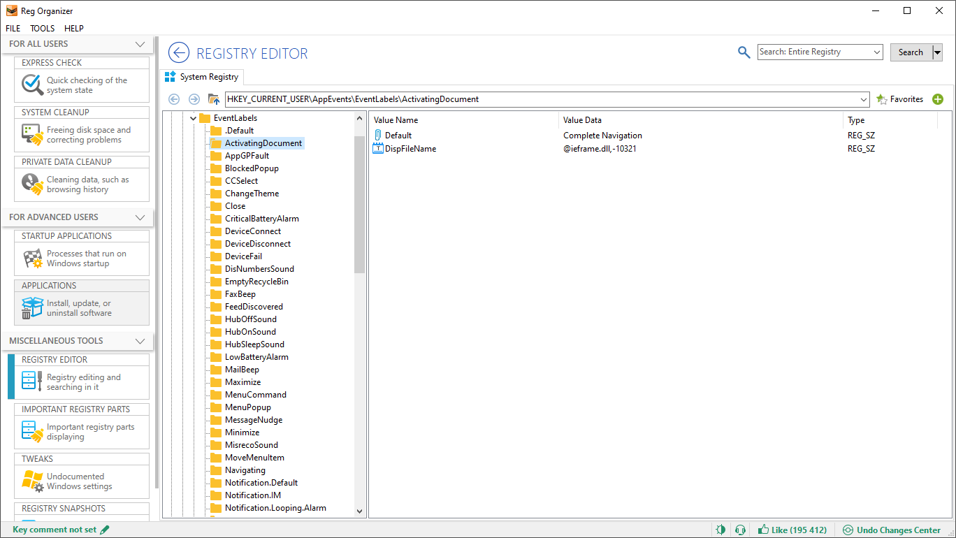 Reg Organizer screenshot