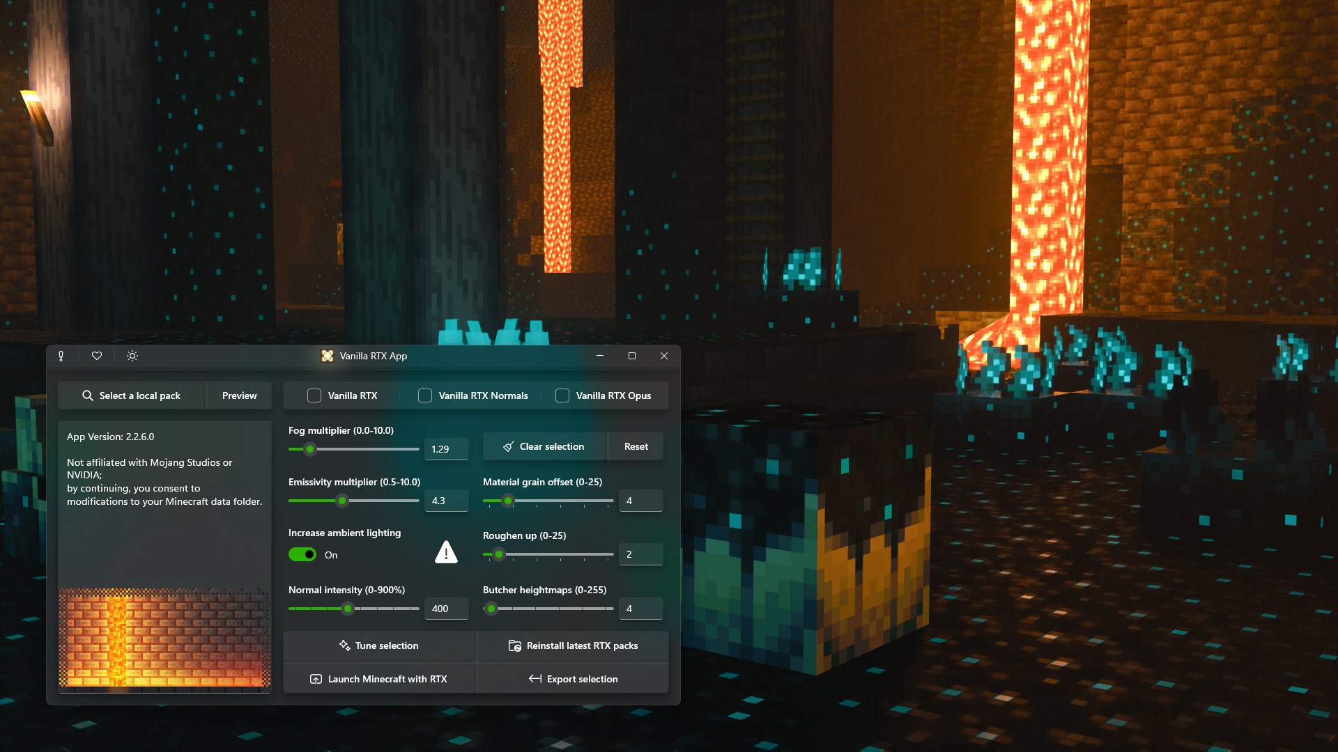 Vanilla RTX App screenshot