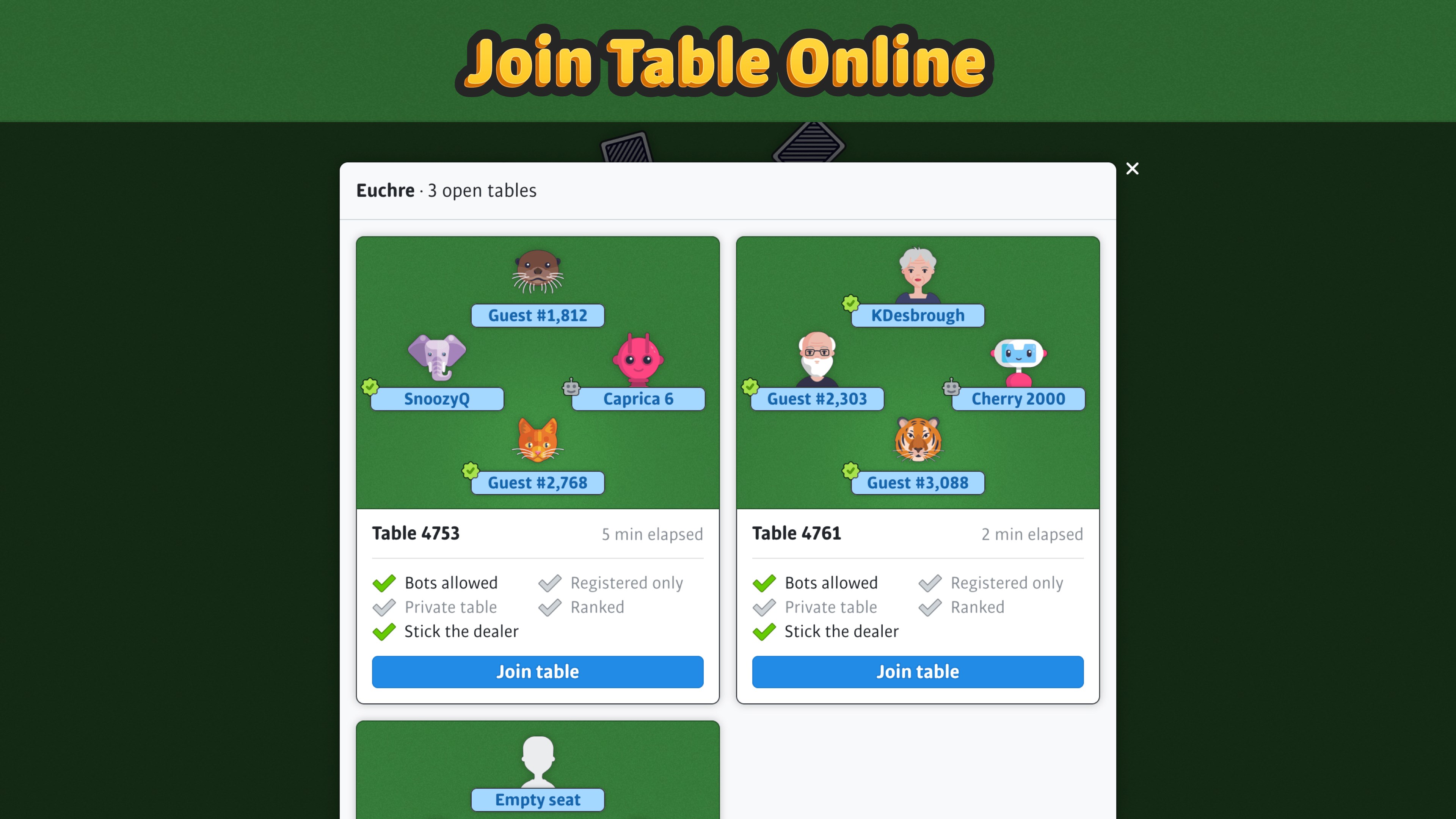 Euchre ‣ screenshot