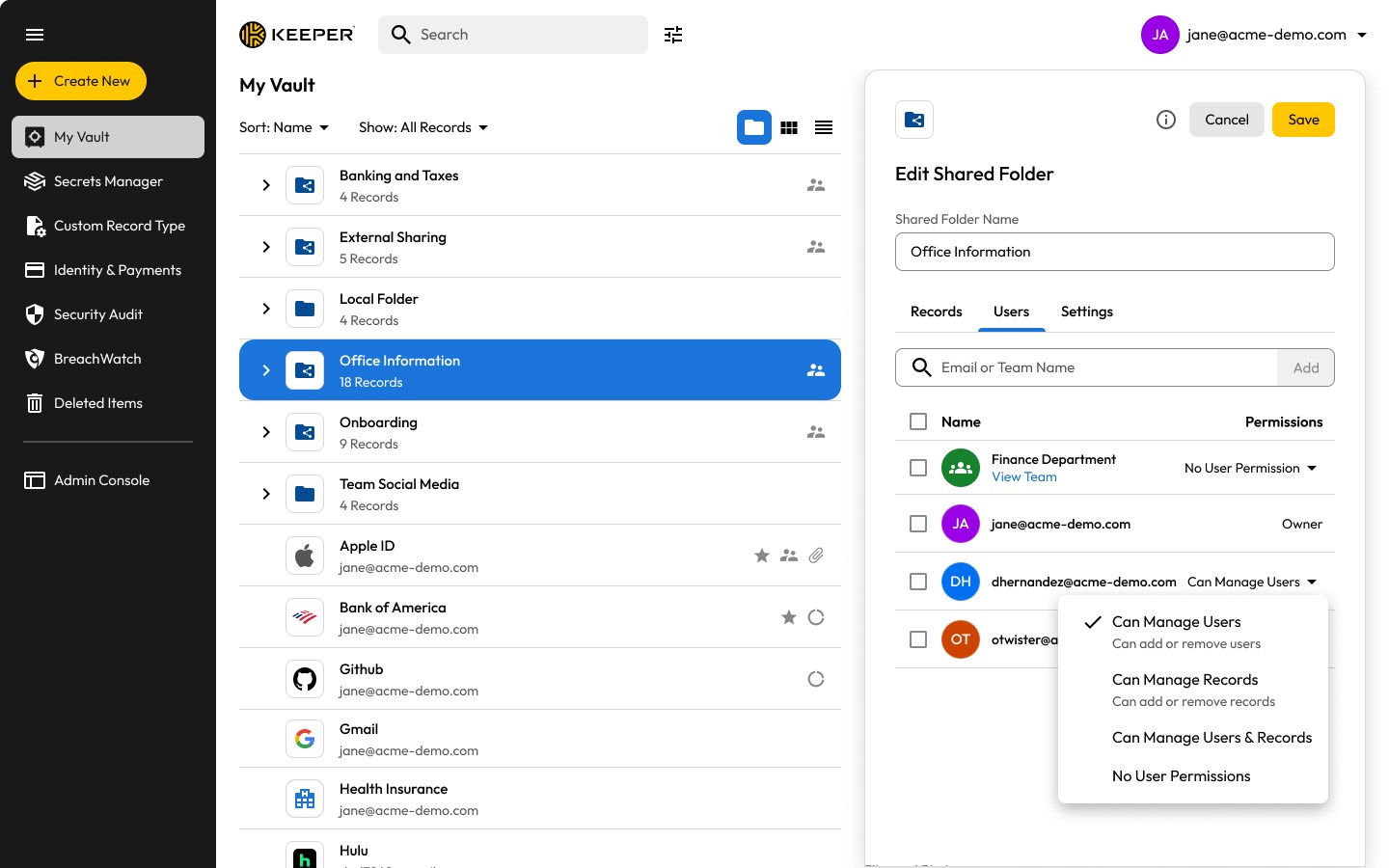 Keeper® Password Manager screenshot