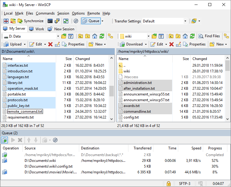 WinSCP screenshot