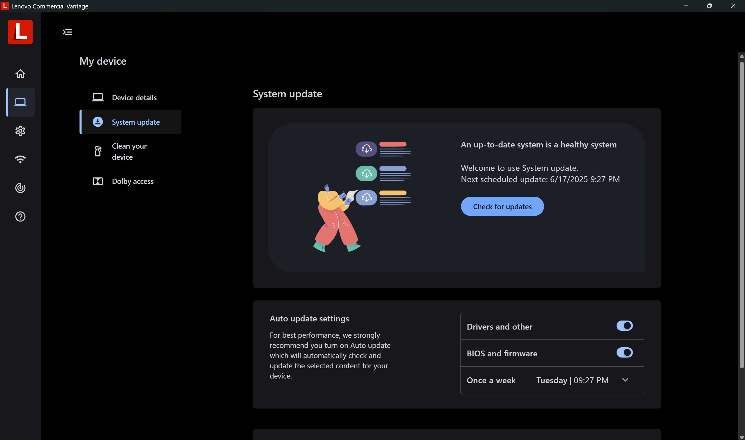 Lenovo Commercial Vantage screenshot