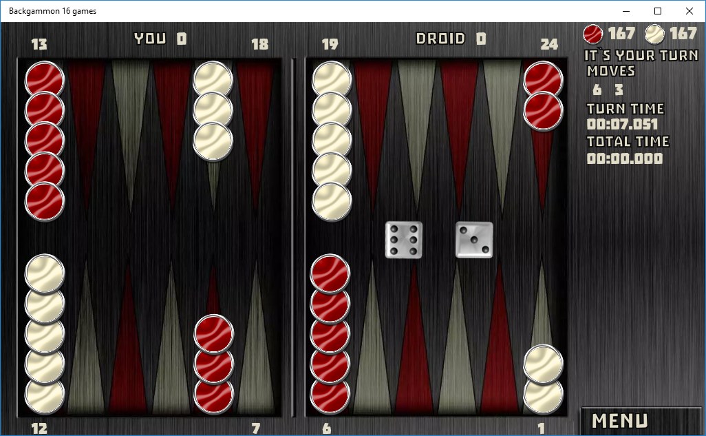 Backgammon 16 games screenshot