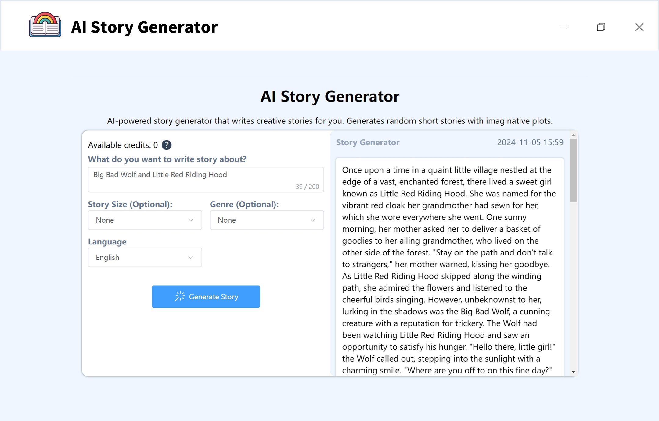 AI Story Generator screenshot