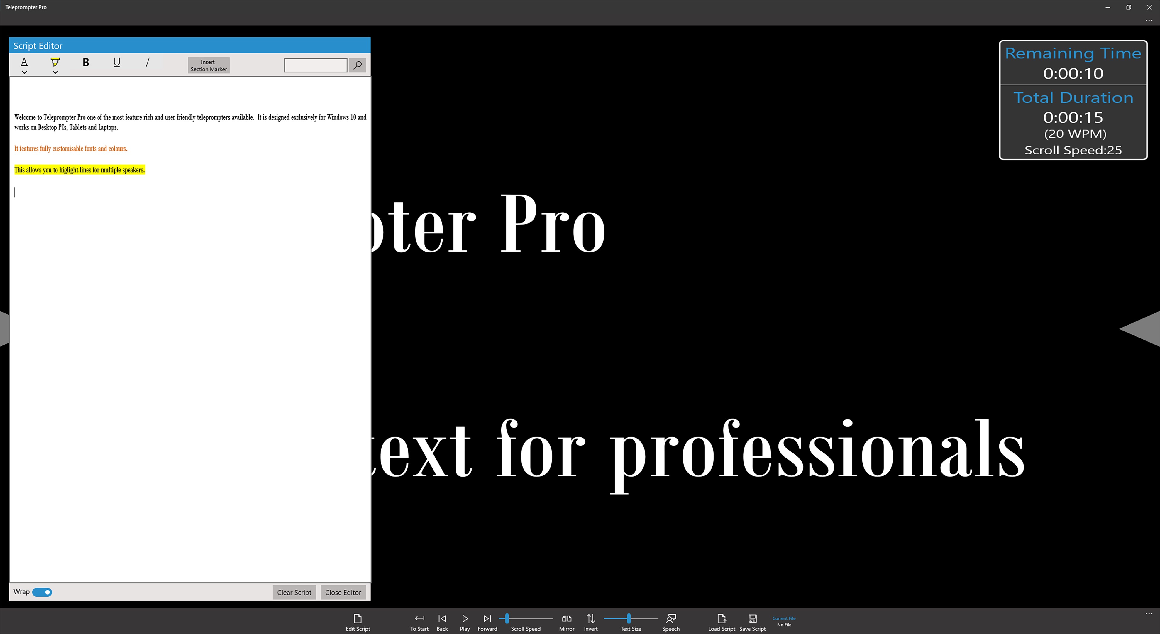 Teleprompter Pro screenshot