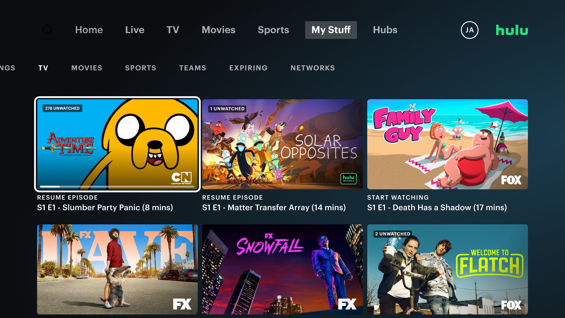 Hulu screenshot