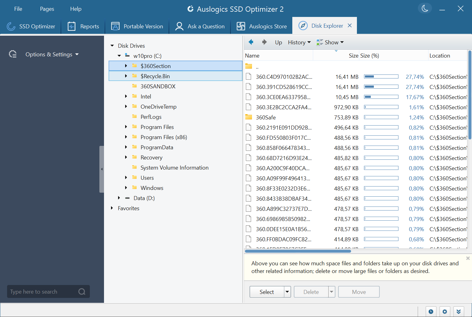 Auslogics SSD Optimizer screenshot