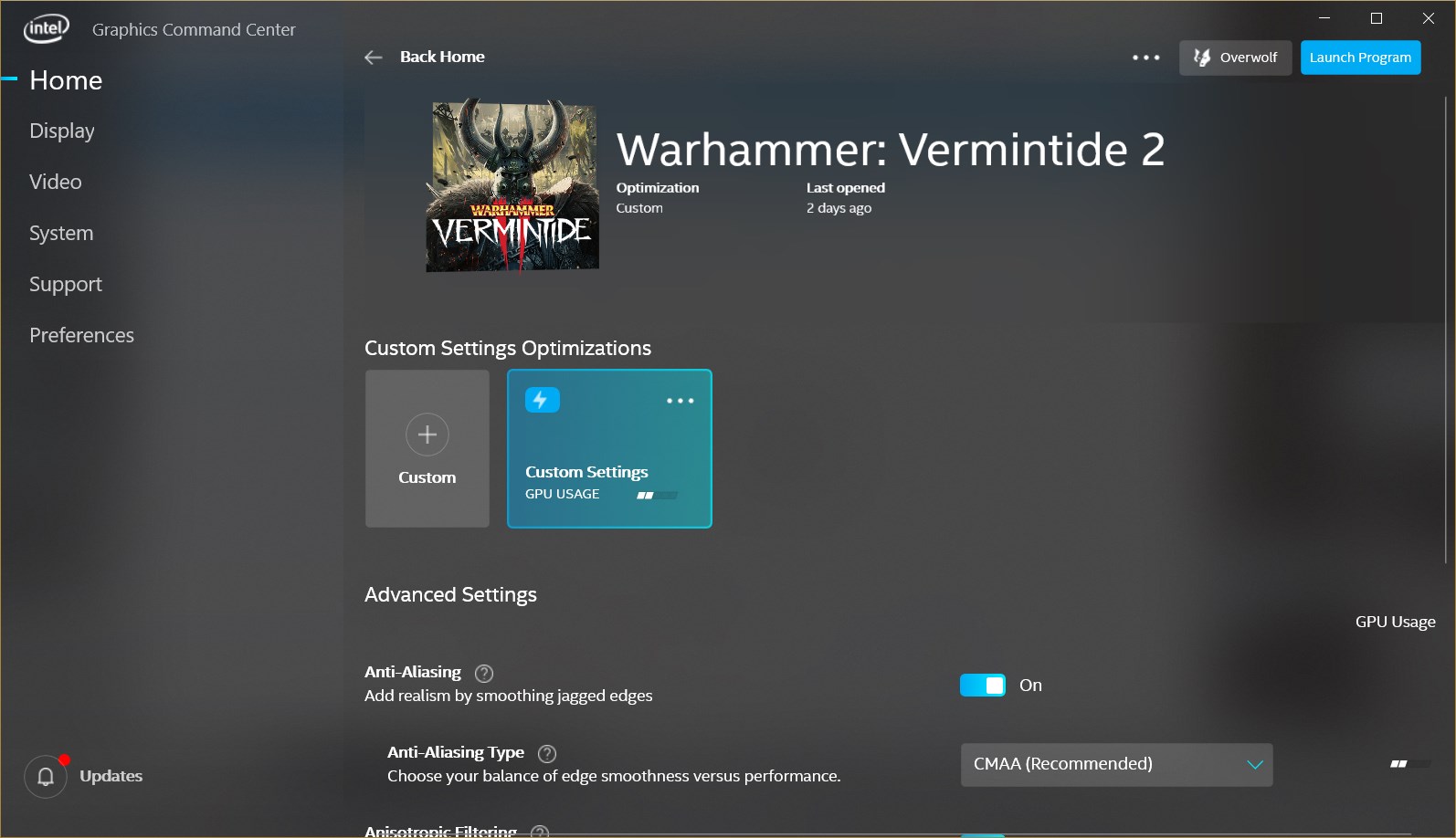 Intel® Graphics Command Center (Beta) screenshot