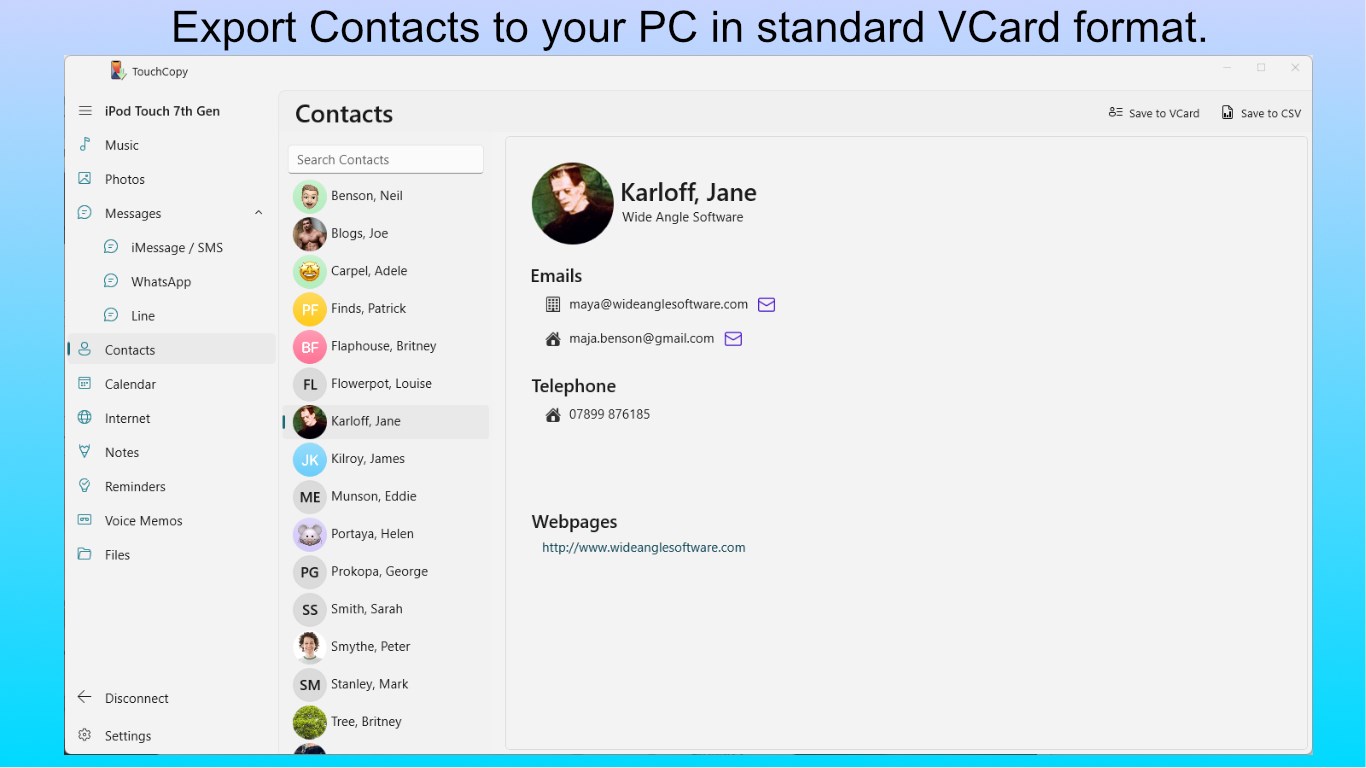TouchCopy screenshot