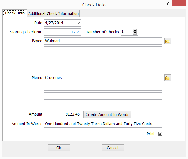 Print Checks screenshot
