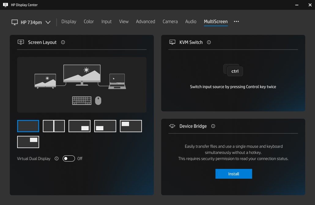 HP Display Center screenshot