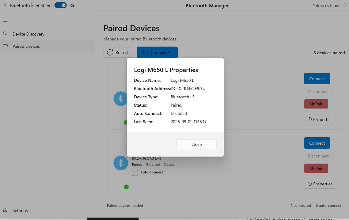 Bluetooth for Windows screenshot