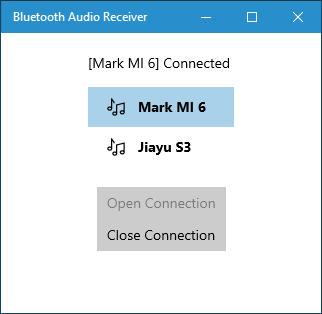Bluetooth Audio Receiver screenshot